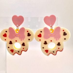 Minnie Donut Earrings - Minnie Mouse Earrings - Food Earrings - Disney Inspired